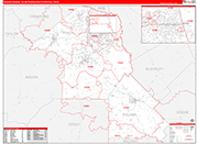 Warner Robins Metro Area Wall Map Red Line Style